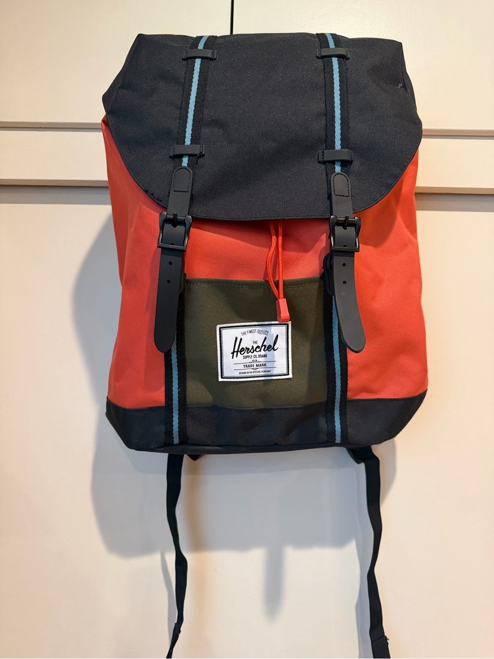 Herschel Supply Company Heritage Backpack in Coral, Black & Olive